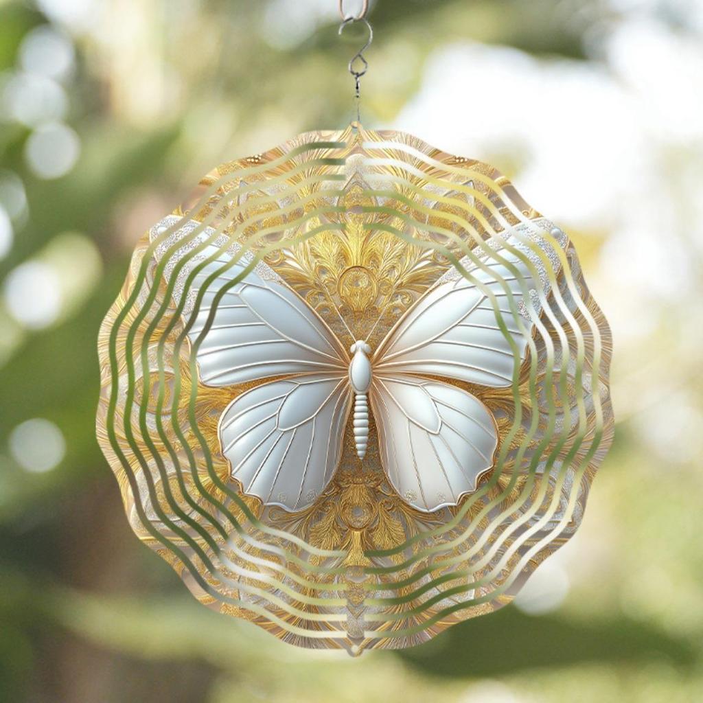 10 Inch Outdoor Wind Chime for Garden Patio and Spring Summer Decor Durable Metal Hanging Ornament with Rotating Design Easy Hook Installation