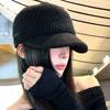 Осенне-зимняя вязаная шапка с плоским верхом, женская шапка для верховой езды, шерстяная шапка