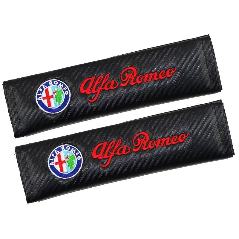 2Pcs Car Seat Belt Cover Shoulder Pad Auto Accessories For Alfa Romeo Giulia Stelvio Giulietta 156 159 147 Mito Tonale Brera Dis