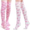 Coral Fleece Thigh High Socks Paw Print Sleep Socks Soft Leg Warmers Women