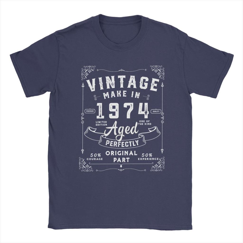 Made In 1974 Birthday Gift Men's T Shirts 50 Years Old Funny Tees Short Sleeve Crewneck T-Shirt Cotton Birthday Gift Tops