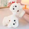 1 Pair Winter Half Finger Gloves Cartoon Cat Decor Thick Plush with