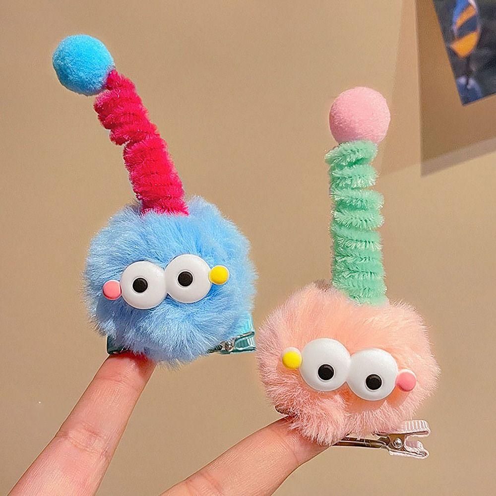 Пушистая заколка-брикет ручной работы, заколка для челки, милый боковой зажим, заплетенные волосы