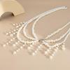 Multipurpose Pearls Embellished Body Chain Bra Beachwear Jewelry Accessory for Fashionable Women Ladies Daily Use