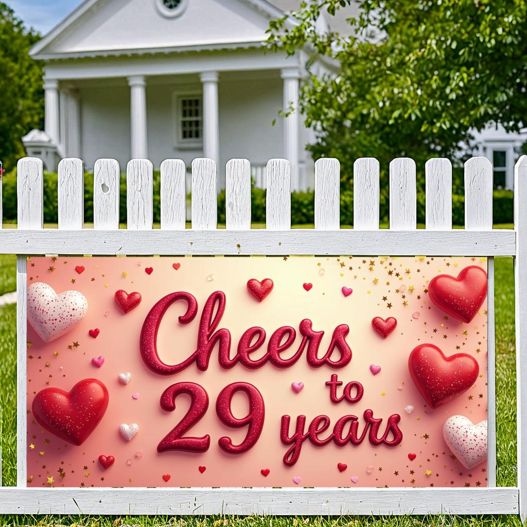 Wedding Anniversary Decoration Cheers to 29 Years Banner Background Heart Backdrop Party Decors Valentine's Day Event Supplies