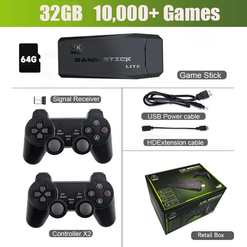 Для игровой консоли 2,4G двойной беспроводной контроллер игровая приставка 4K 20000 игр 64 32 ГБ ретро-игры для PS1/GBA Boy Рождественский подарок