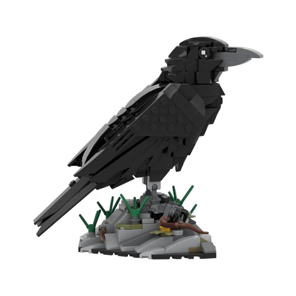 Gobricks MOC-217187 Raven Building Blocks Creative Animal Series Crow Bricks Models Assembly Toy Bird Giftts