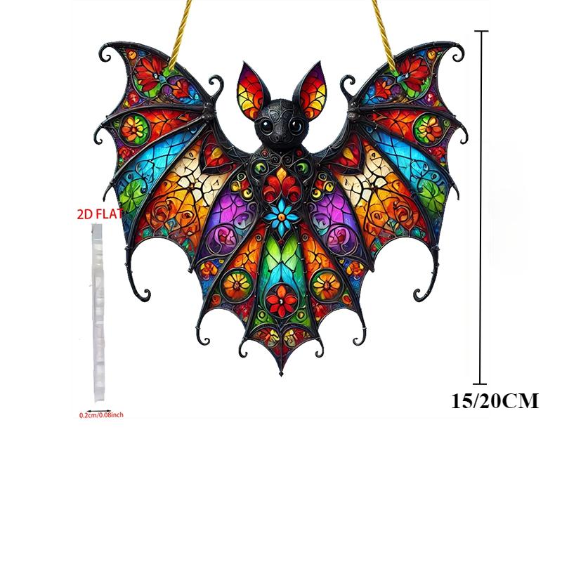 [Vibrant Bat Ornament] Acrylic Bat Hanging Ornament | 2D Flat,Stained Glass Effect Style,Ideal for Halloween&Christmas Decor