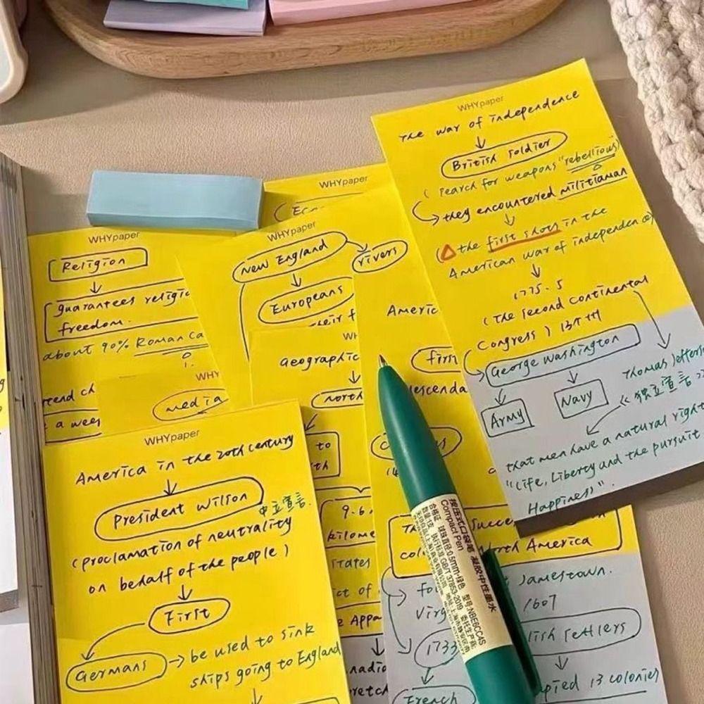 50/100Sheets Color-blocking Writing Notepad Long Style Message Paper Korean Memo Pad  School Office