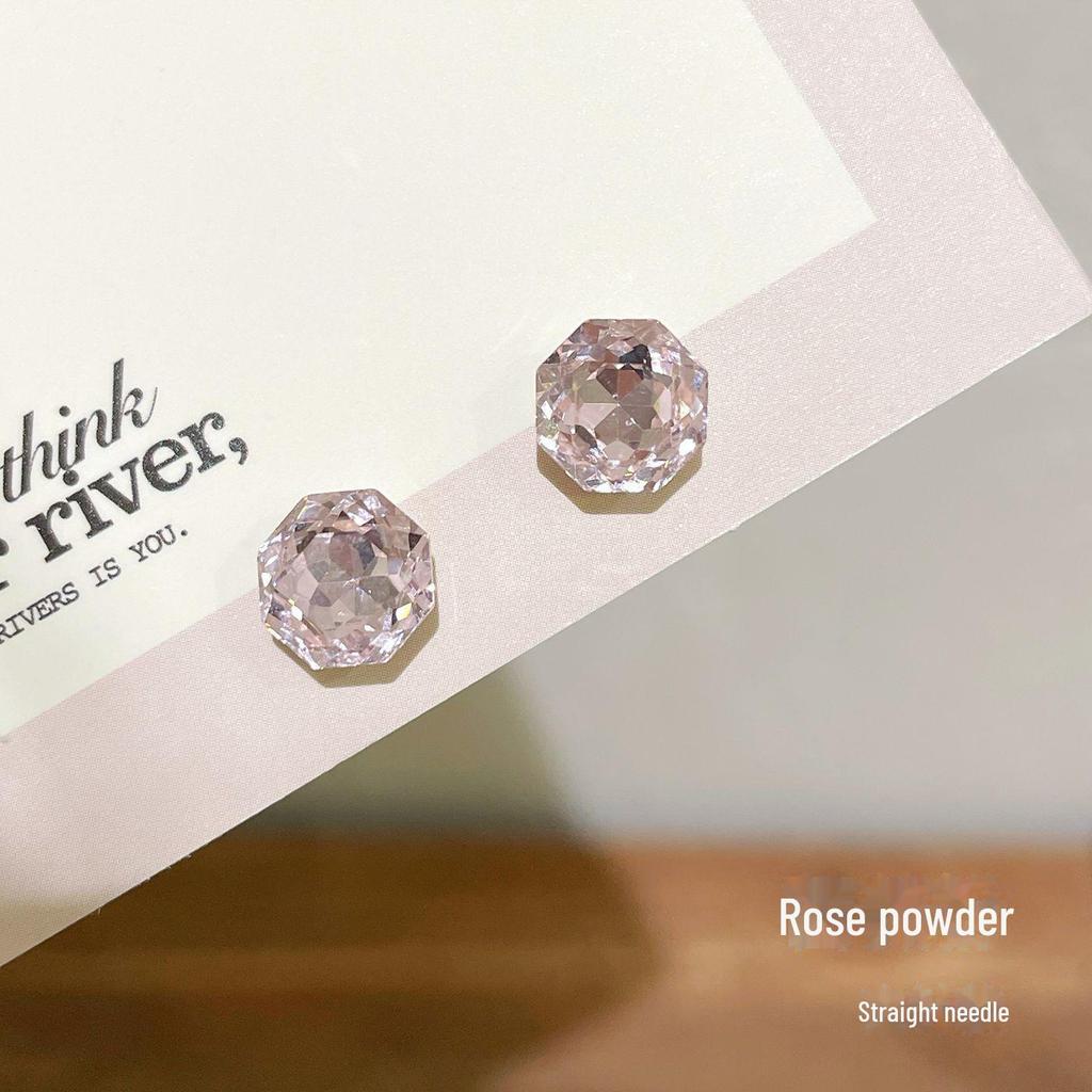 Вспышка Millennium восьмигранные серьги-гвоздики с розой из циркония для женщин - индивидуальный многогранный изысканный дизайн