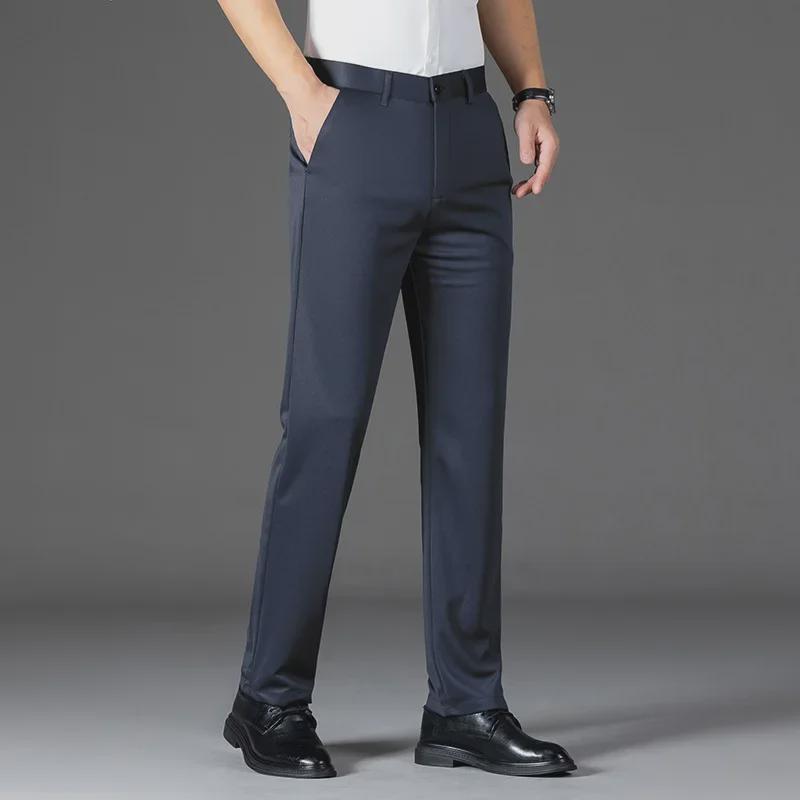 Мужские брюки из высокоэластичного материала Ice Silk: Износостойкая, устойчивая к царапинам, дышащая, удобная повседневная деловая одежда для весны и лета