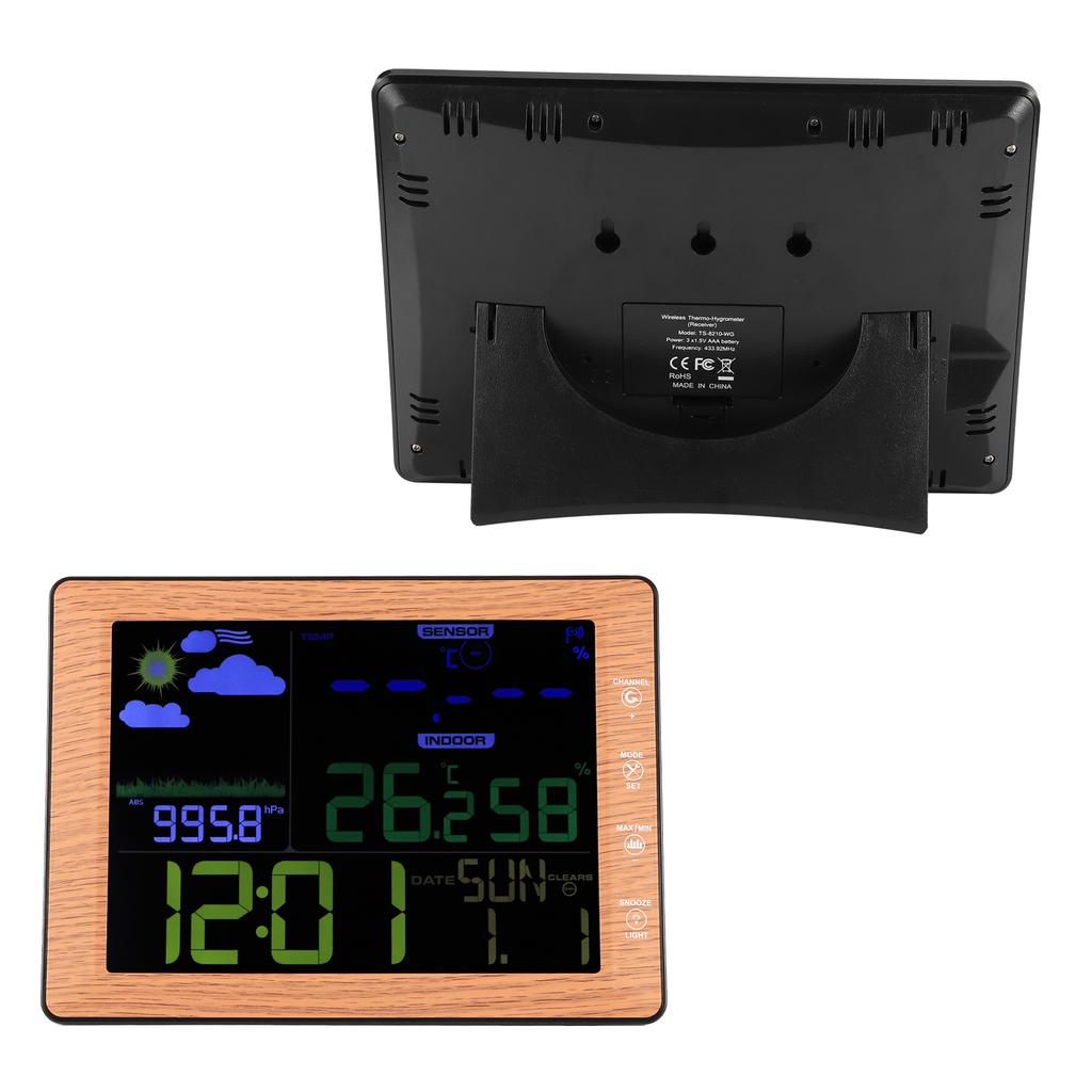 Беспроводной прогноз погоды с цветным экраном и будильником для помещений и улицы с управлением звуком