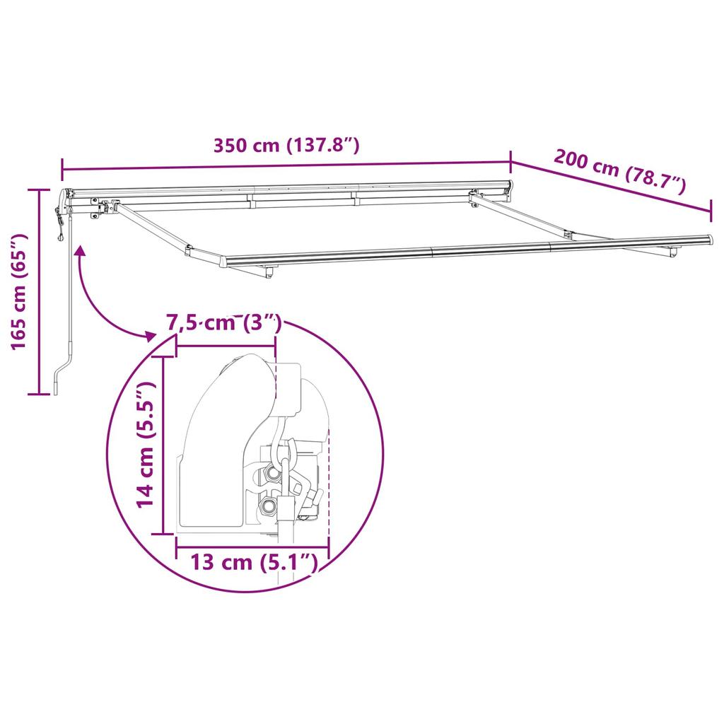 Retractable Awning Yellow 350 x 200 cm Fabric