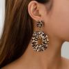 Fashionable and Personalized Hollow Out Exaggerated Leopard Print Pleated Earrings