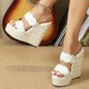 Fashion Eilyken Summer Weave Solid Platform Wedges Slippers Sandals Women Fashion Peep Toe Female Shoes Zapatos Mujer