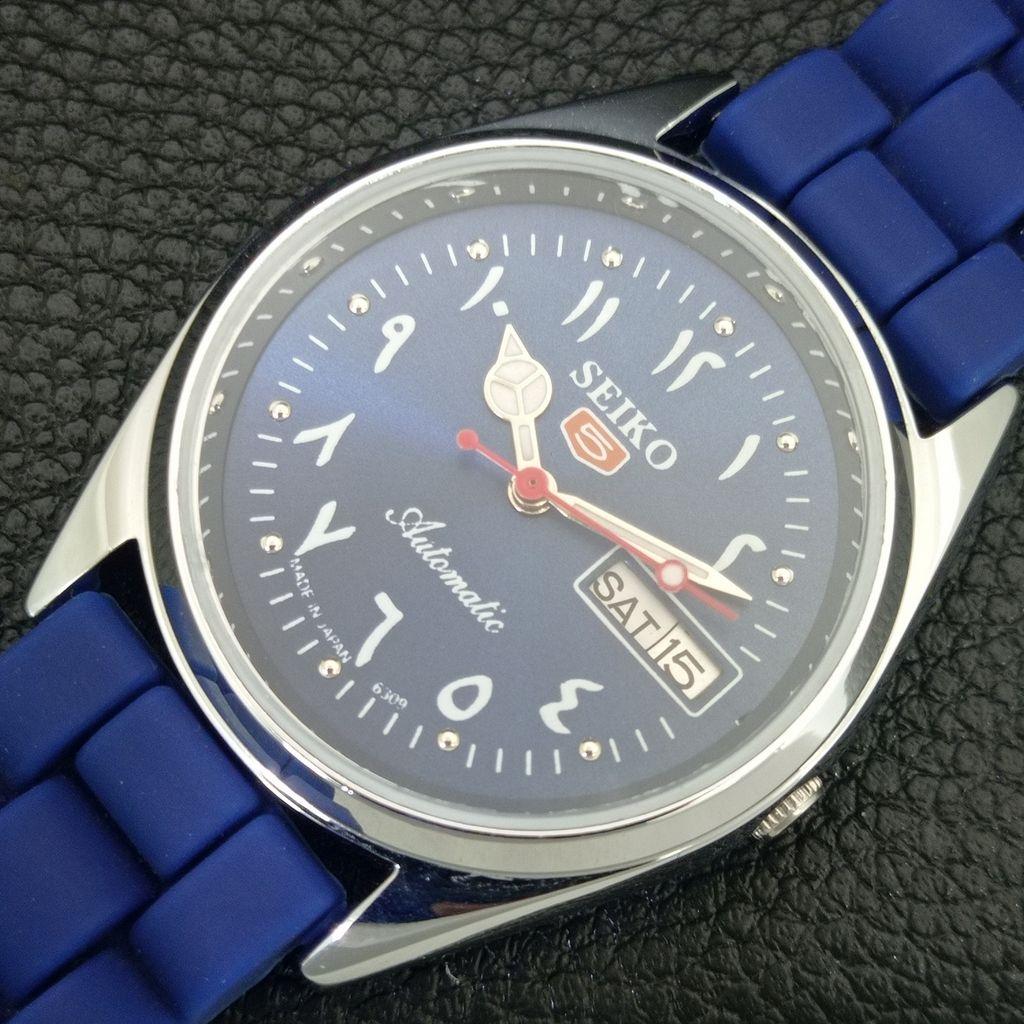 ВИНТАЖНЫЕ АВТОМАТИЧЕСКИЕ SEIKO 5 6309A ЯПОНИЯ МУЖСКИЕ ОТРЕМОНТИРОВАННЫЕ СИНЕГО ЦВЕТА a442435-1