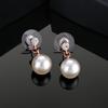 Rose Gold Plated Round Pearl Stud Earrings for Women
