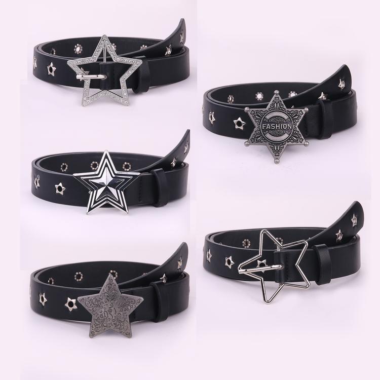 Dopamine Belt Women'S Pentagon Star Hollow Jeans With Dress Accessories Millennium Belt