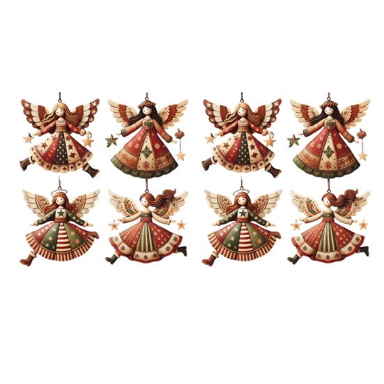 Yousheng Рождественские деревянные ангелы, деревенские ангелы, украшения на рождественскую елку, ретро маленькие ангелы, подвесное украшение для праздничного декора