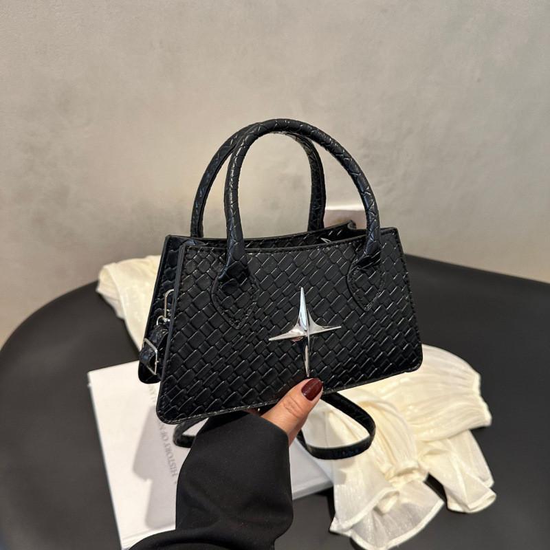 Retro Crossbody Shoulder Bag With Star Decoration And Woven Pattern Daily For