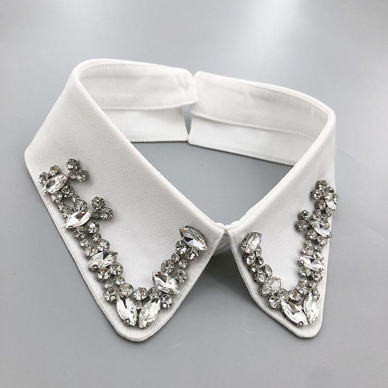 Beading Fake Collar Women Elegant Diamond Detachable Collars for Woman False Shawl Shoulder Wrap Lapel False Collars Woman Tie