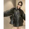 Fashionable and Casual Hong Kong Style Leather Jacket for Women