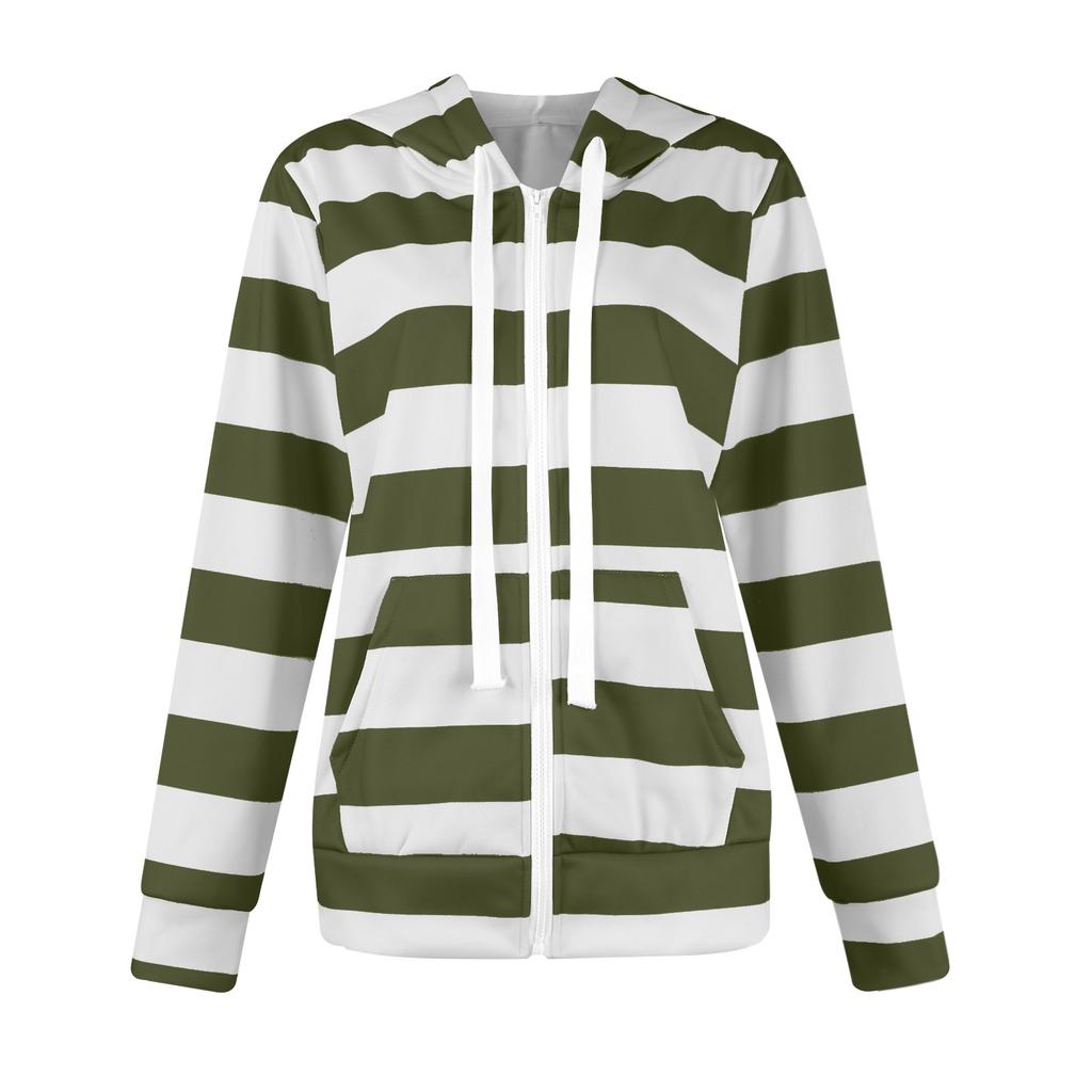 Женская куртка-свитер в полоску с длинным рукавом, свободная спортивная куртка с капюшоном