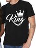 Футболка для пар King Queen с принтом Короны, одежда для пар, летняя женская и мужская футболка, повседневная свободная футболка с круглым вырезом для влюбленных, топы
