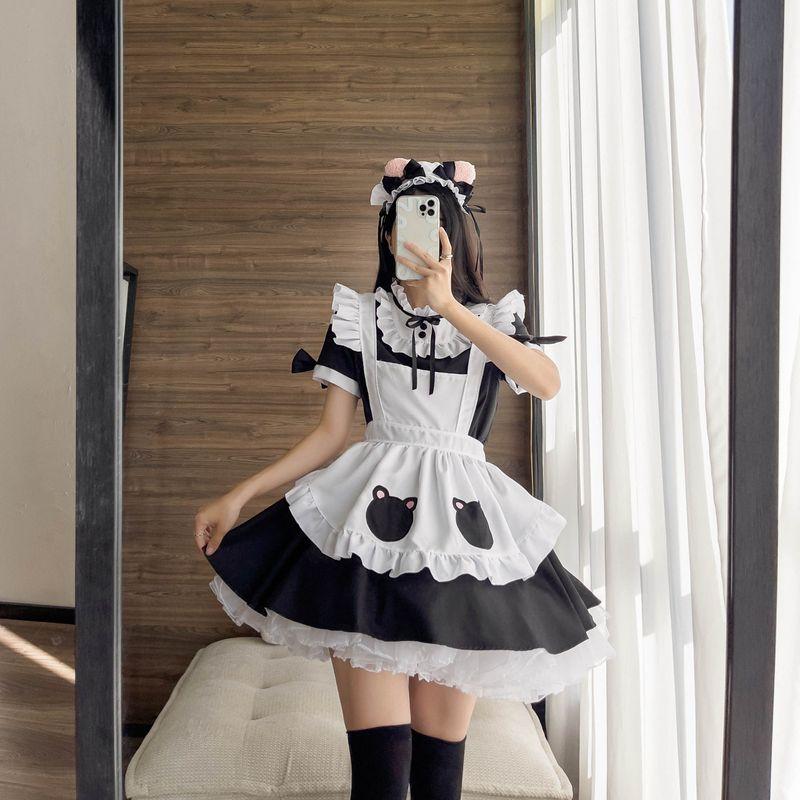 Bear Maid Costume Cosplay Maid Restaurant Maid Anime Performance Costume Cute Lolita Black and White Maid