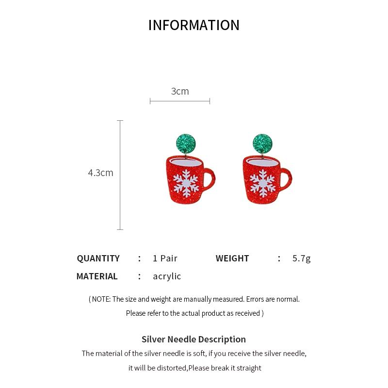 16 Style Christmas Style Cartoon Dangle Earrings for Women Cute Star Leaf Snowman Cup Socks Alpaca Tree Dangle Earrings Party F