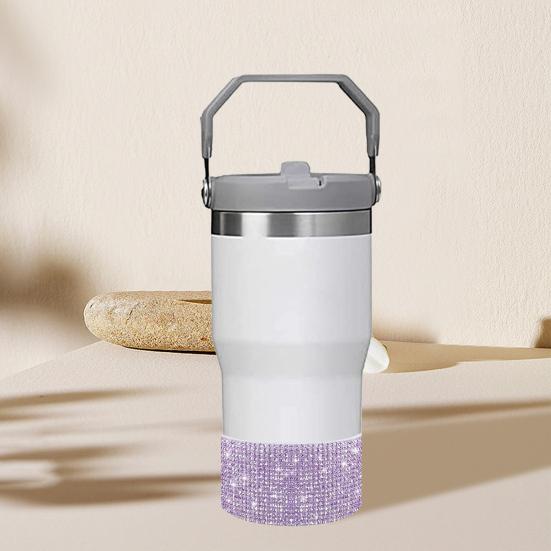 Силиконовый чехол со стразами для стакана 40 унций, блестящий чехол для бутылки с водой, нижний рукав, противоскользящий, игристый, аксессуары для стакана