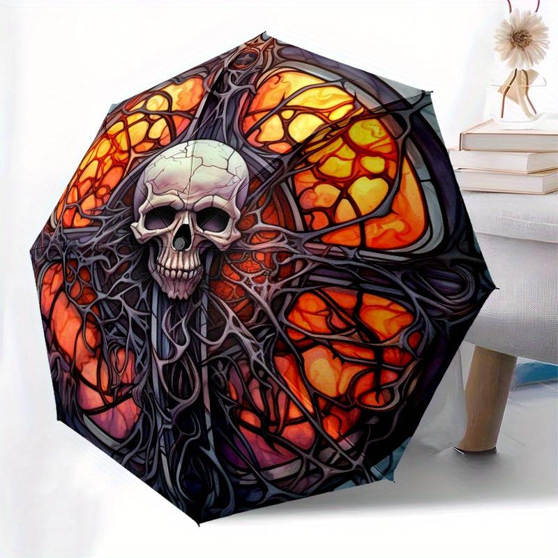 Stained Glass Skull Art Wall Decor Umbrella Day Gift Y258