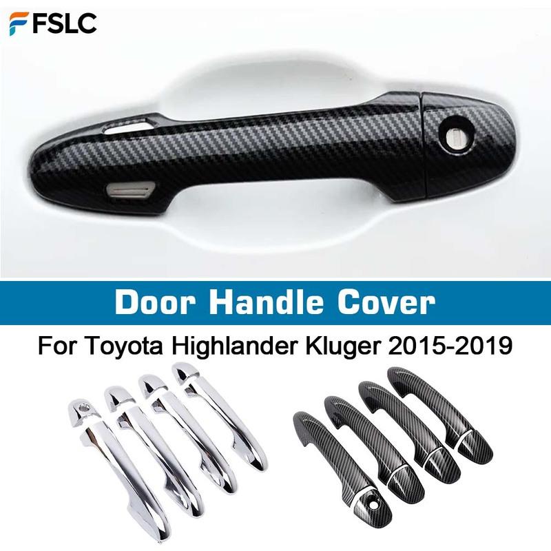 Door Handle Bowl Cover For Toyota Highlander Kluger 2015- Carbon Fiber Chrome Car Decor Trim Sticker Styling Accessories