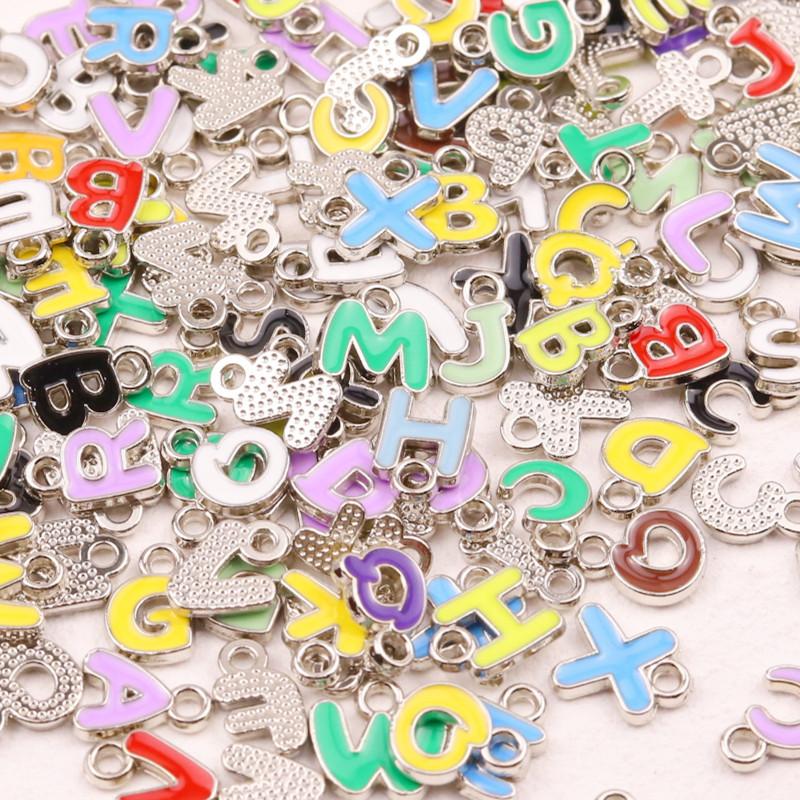 100 шт. Цветные эмалевые подвески-буквы алфавита A-Z Металлические подвески-буквы Для изготовления украшений своими руками Оптовые подвески для изготовления украшений Подвески