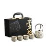 Blue and white Ru kiln beam pot tea set retro Chinese tea set household company event gift business companion gift