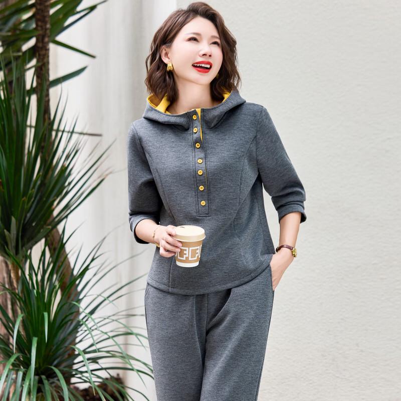 Yalu Women's Casual Hooded Sweatshirt & Capri Pants Set