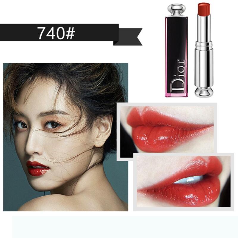 Dior #740 Black Lacquer Lipstick 3.2g, Creamy Solid Lip Gloss, Yellow Skin Friendly, New and Old Packaging Randomly Shipped