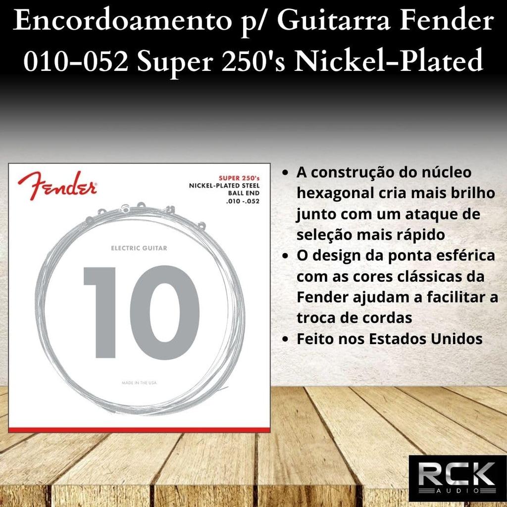 Fender Струны для электрогитары Super 250 гитарные никелированные шарики 250RH струны, сталь, конец, .010-.052