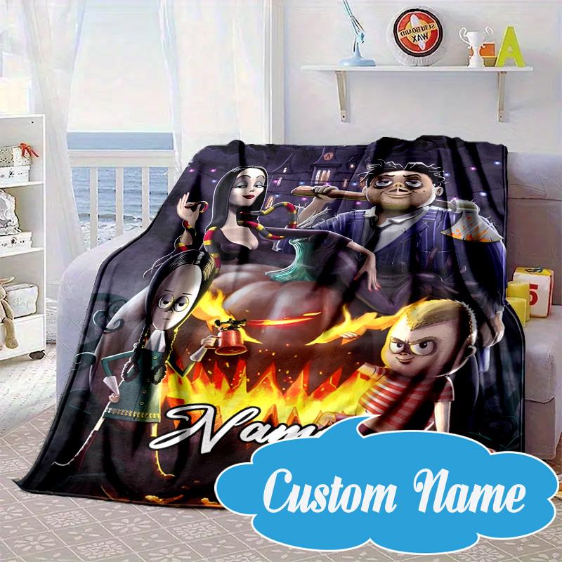 Custom Name Nightmare Addams Blanket bed sofa Blanket Flannel Blanket for Camping, Hiking, Picnic Essentials,gift for Fan family