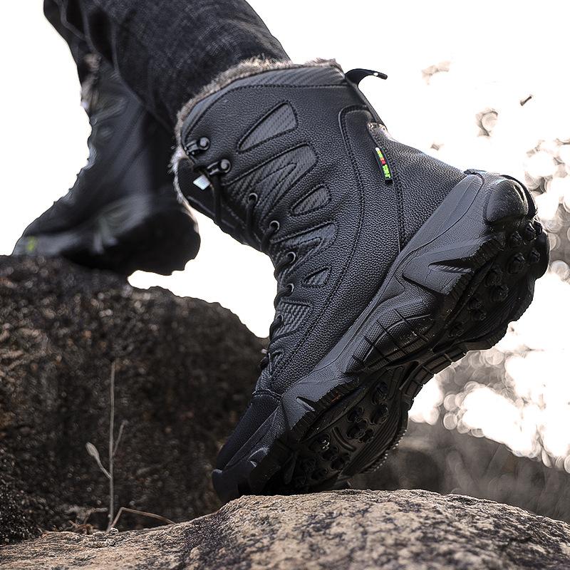 Мужские военные ботинки больших размеров, уличные, с флисовой подкладкой, теплые, высокие, армейские ботинки, зимние модные ботинки для снегоходов, походные ботинки