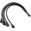 SDTC Tech PWM Fan Splitter Cable PC 4Pin 1 to 4 Ways Fan Power Extension Adapter Cable Black Sleeved Braided 4Pin Female to 4X 4Pin Male 27cm/10.5