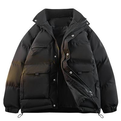 Зимняя хлопковая куртка, мужская повседневная куртка со стойкой, свободная и толстая хлопковая куртка, теплая и многокарманная хлопковая куртка