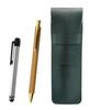 Пенал из зернистой кожи, металлическая сенсорная панель цвета зеленого мха, набор шариковых ручек с серебристым и бамбуковым узором SASMG-ALST-FB300CB