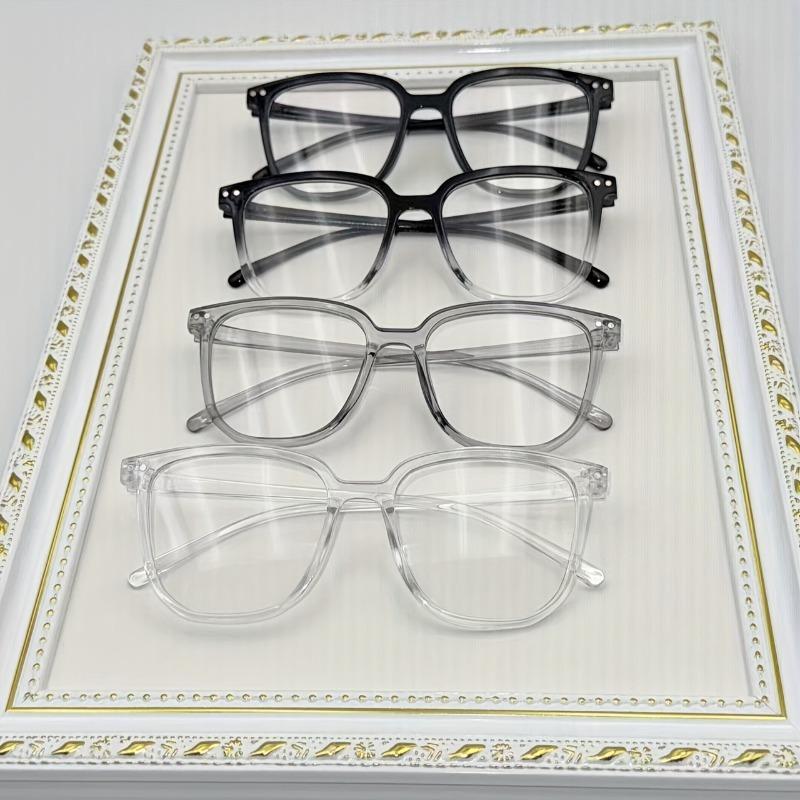 4pcs Steam Punk Style Anti-Blue Light Square Glasses Plastic Frame Anti-Reflective Plastic Lens