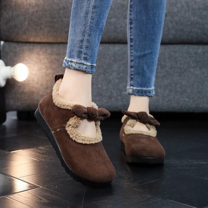 Индивидуальные зимние ретро Birkenstocks, сложенные и утолщенные, теплые женские туфли, нескользящие, с мягкой подошвой, Mary Jane, хлопковые туфли