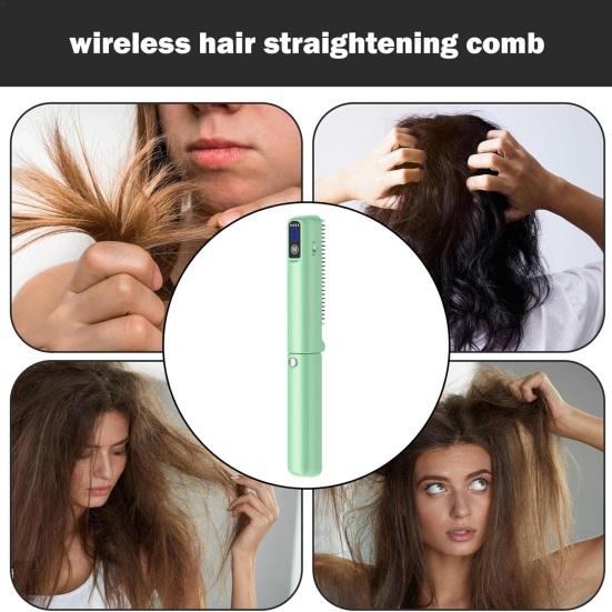 Foldable Hair Straightener Comb 3 Temperatures LED Display Fast Heating USB Rechargeable  Ionic Hot Brush Electric Hair Styling Detangling Comb