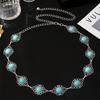 New Retro Turquoise Bohemian Metal Waist Chain for Women, Elegant, Exquisite and Fashionable Waist Chain Belt