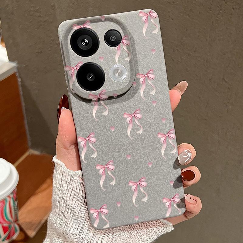 Чехол из мягкой кожи TPU с принтом банта для Xiaomi 13T Pro Poco X6 M6 Redmi Note 14 13 Pro 12 11, защита объектива, противоударный матовый тонкий чехол для телефона