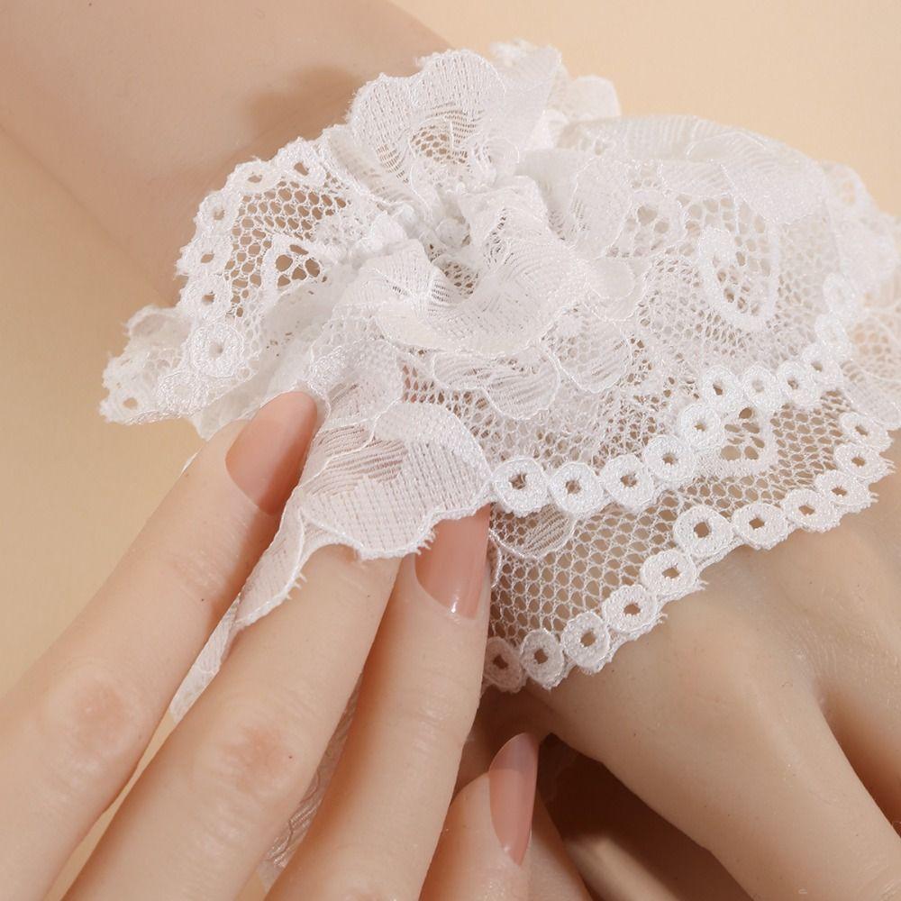 Costume Accessory Fake Cuff Lace Ruffled Wrist Lace Cuff Elegant Sweater Cuffs Stage Performance