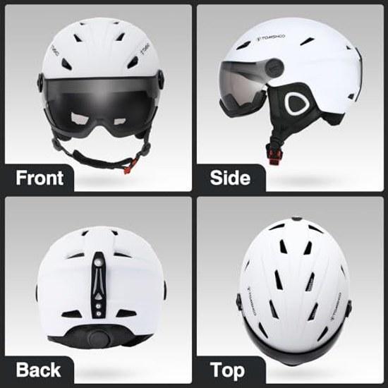 TOMSHOO ski helmet goggles lightweight snowboard 2-in-1 visor removable goggle set unisex snow sports
